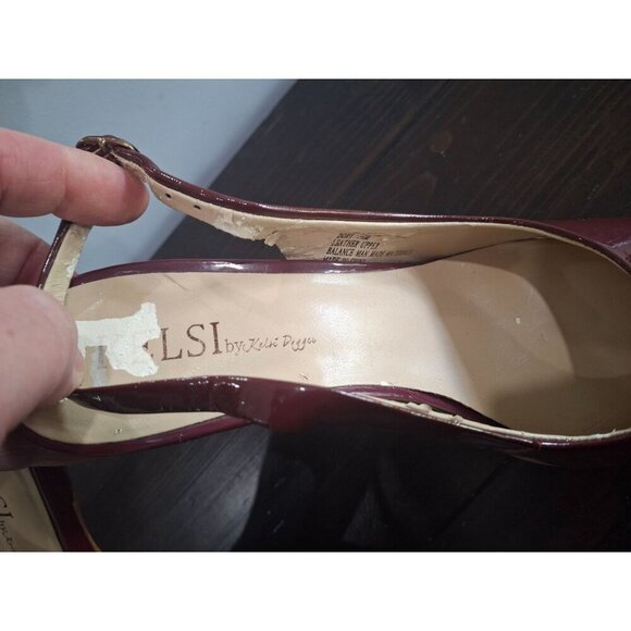 Kelsi Dagger Dory Burgundy Patent Leather Slingback Heels/Pre-owned, Sz 7.5M - Picture 11 of 11